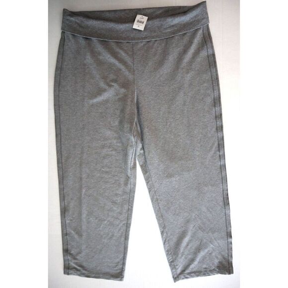 Pure Jill Women Sz XL Dark Gray Heather Fold Down Waist Cotton Modal Blend Pants - Picture 1 of 9